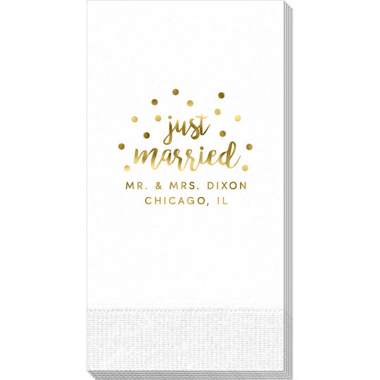 Confetti Dots Just Married Guest Towels